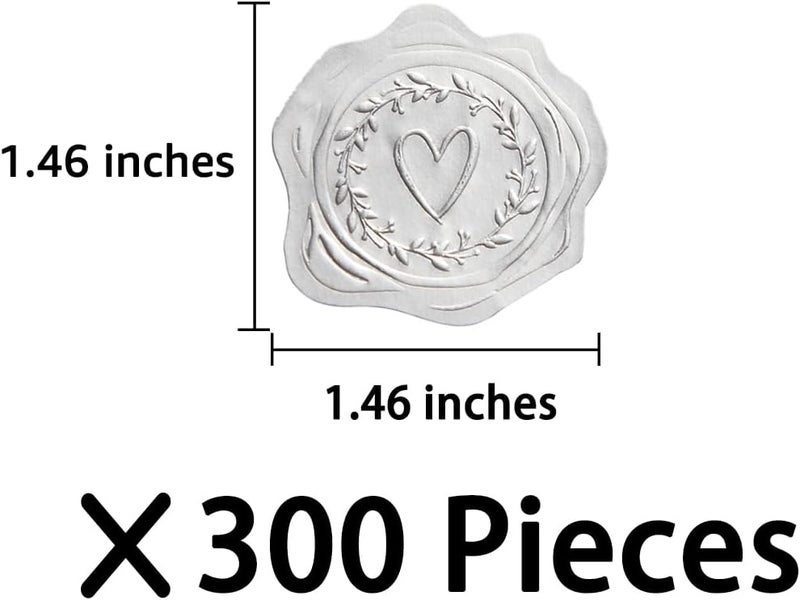 Homtable 300 Pieces Embossed Silvery Foil Stickers for Envelopes, Wedding Invitations, Christmas Greeting Cards Envelopes (Silvery Heart-Love) - Image 2